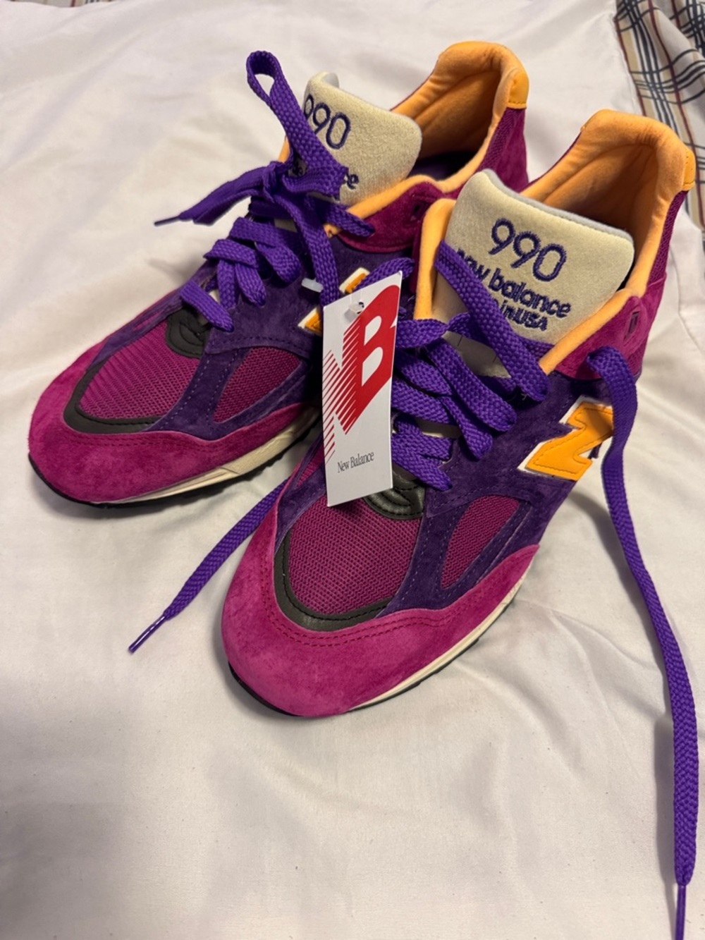 Mens 12 New Balance 990 py3 Teddy Santis Purple & yellow Running Sneakers NWT